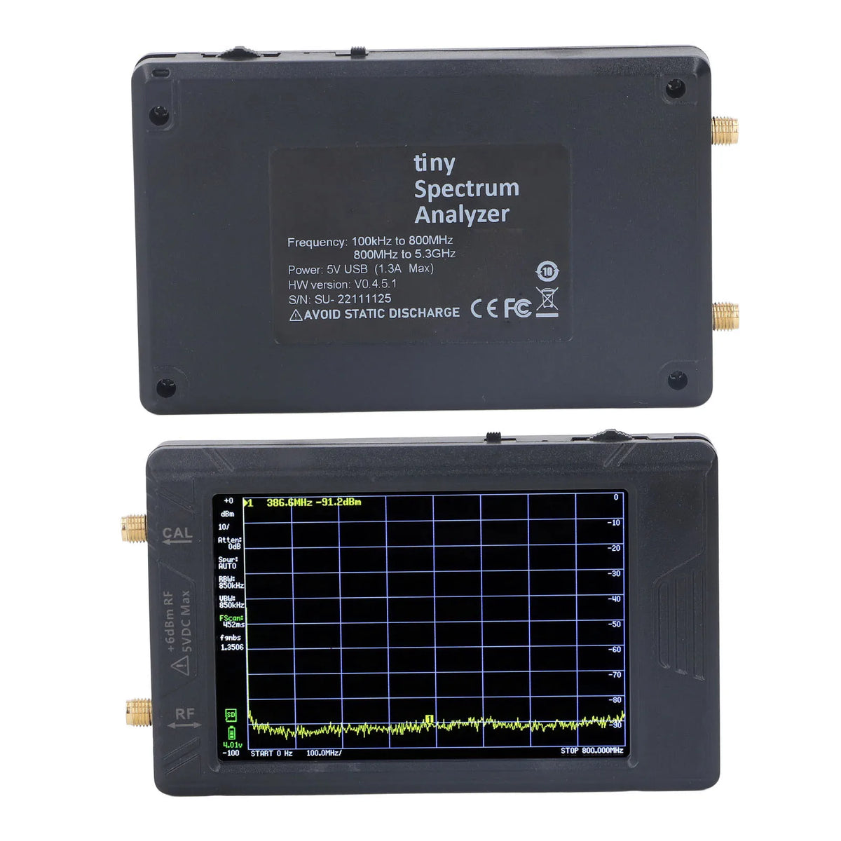 Spectrum Frequency Analyzer 100KHZ To 5.3GHZ &ndash; 4in Display