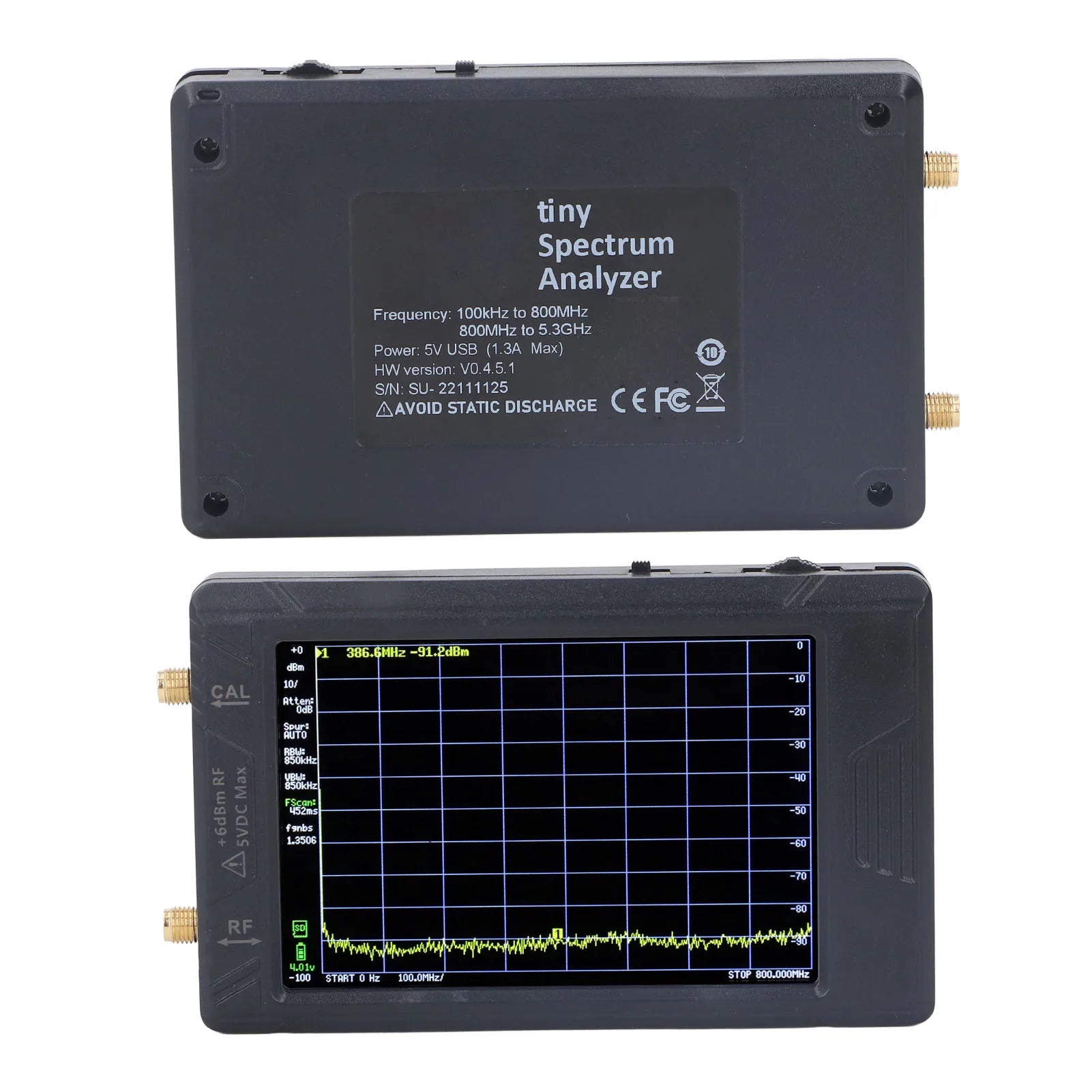 Spectrum Frequency Analyzer 100KHZ To 5.3GHZ &ndash; 4in Display