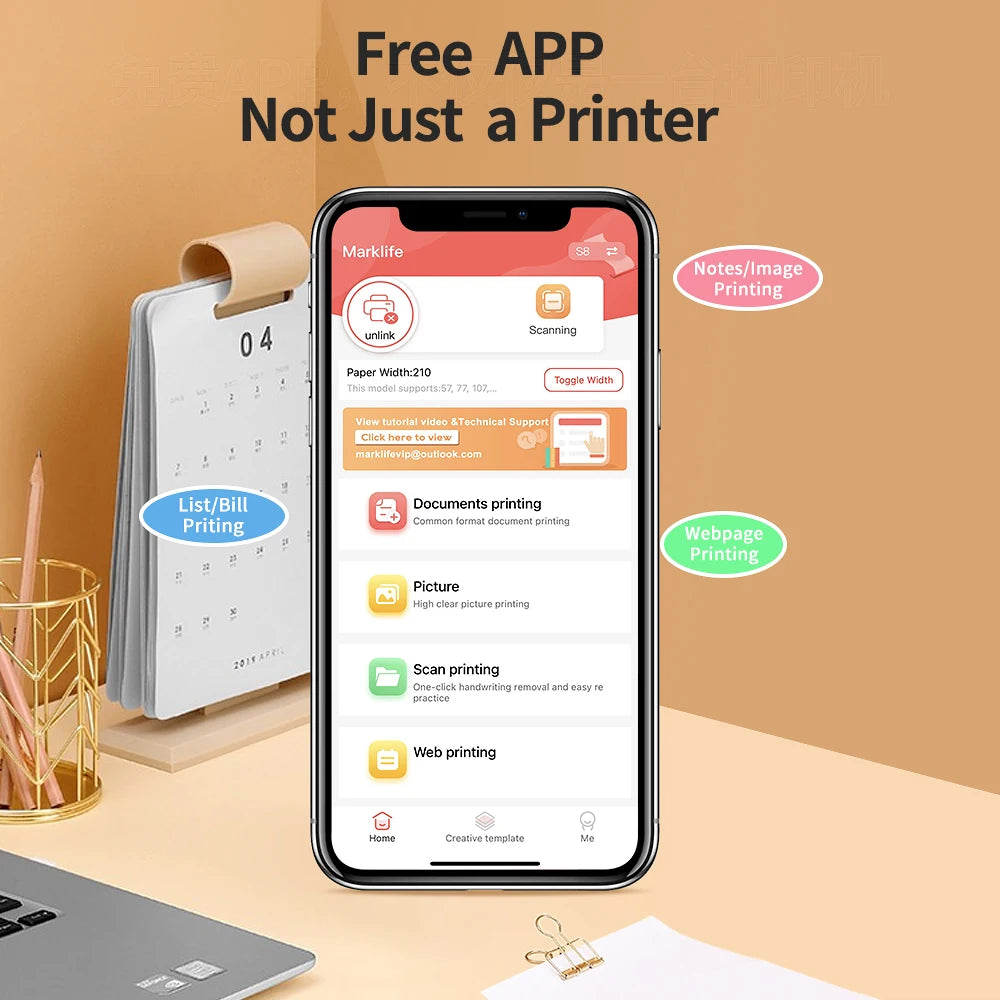 GOOJPRT D210 A4 Thermal Printer &ndash; Bluetooth Printing
