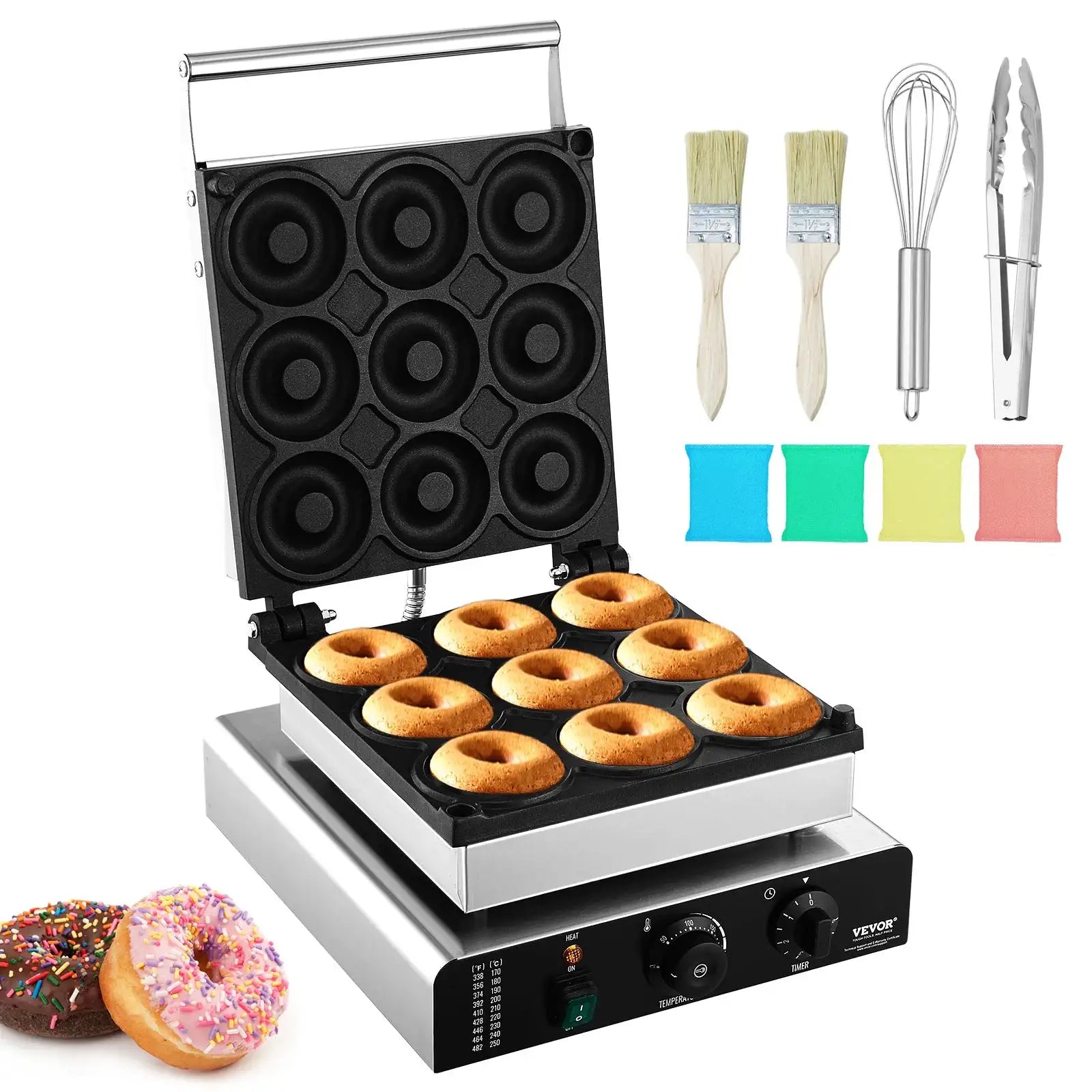 Electric Donut And Waffle Maker Nonstick Surface