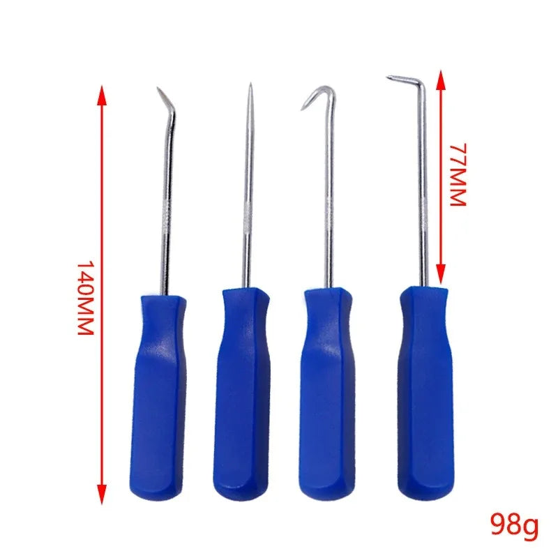 Heat-resistant Antislip Hook Pick Set - 4pcs Car Repair Tool Kit Blue Short