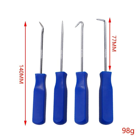 Heat-resistant Antislip Hook Pick Set - 4pcs Car Repair Tool Kit Blue Short