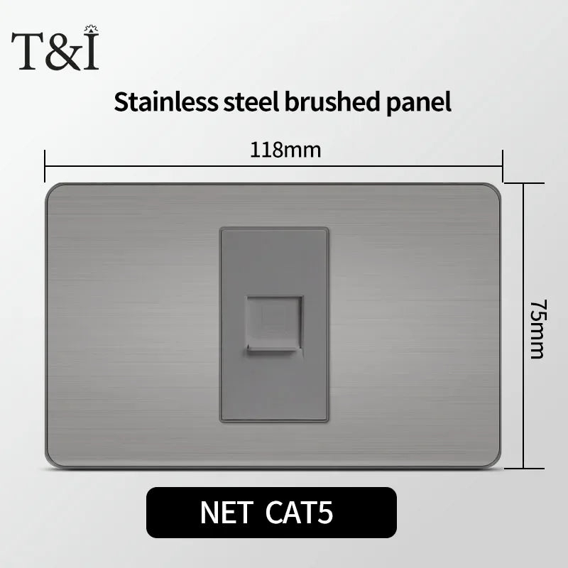 118 Grey Tuya Wifi Wall Socket &ndash; USB Type-C Brushed Finish