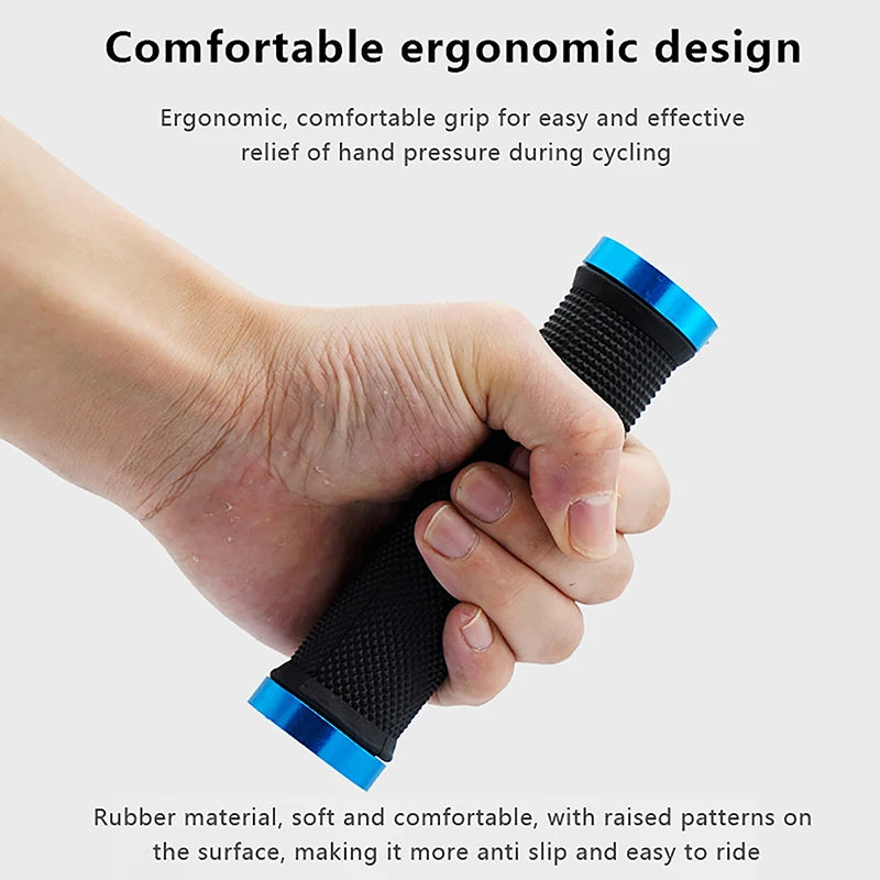 Comfort Grip MTB Bicycle Handlebar Grips with Lock-On Alloy Cuffs