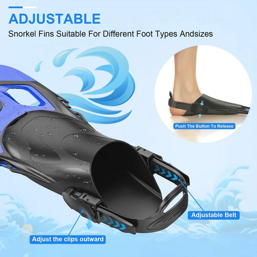 Snorkel Fins &ndash; Adjustable Open Heel Design for All Sizes
