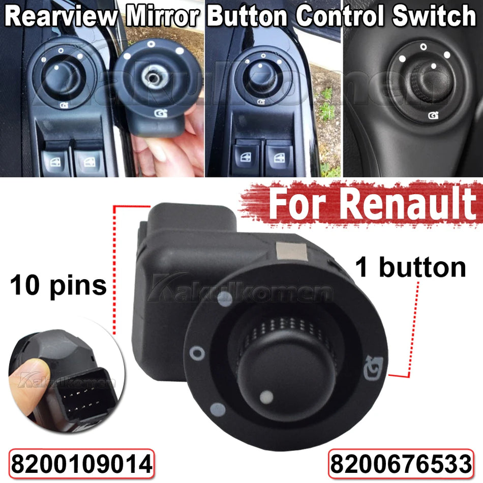 Comutator buton pentru oglindă retrovizoare cu 10 pini pentru Renault Laguna II Megane II
