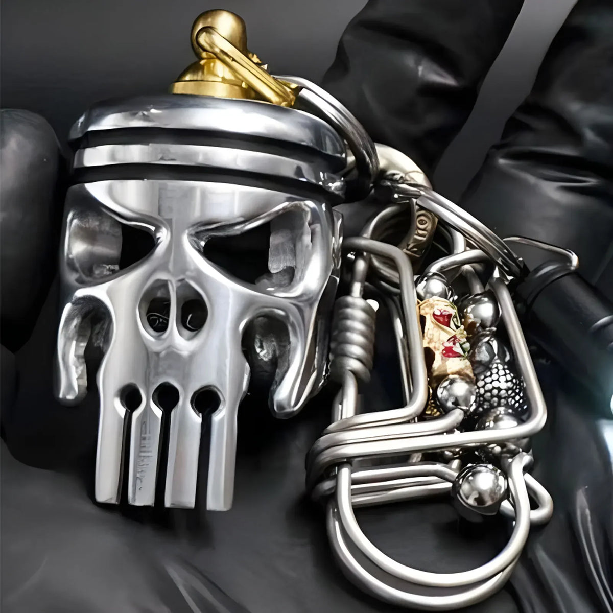 Skull Keychains Piston Art Keychain &ndash; With Flashlight