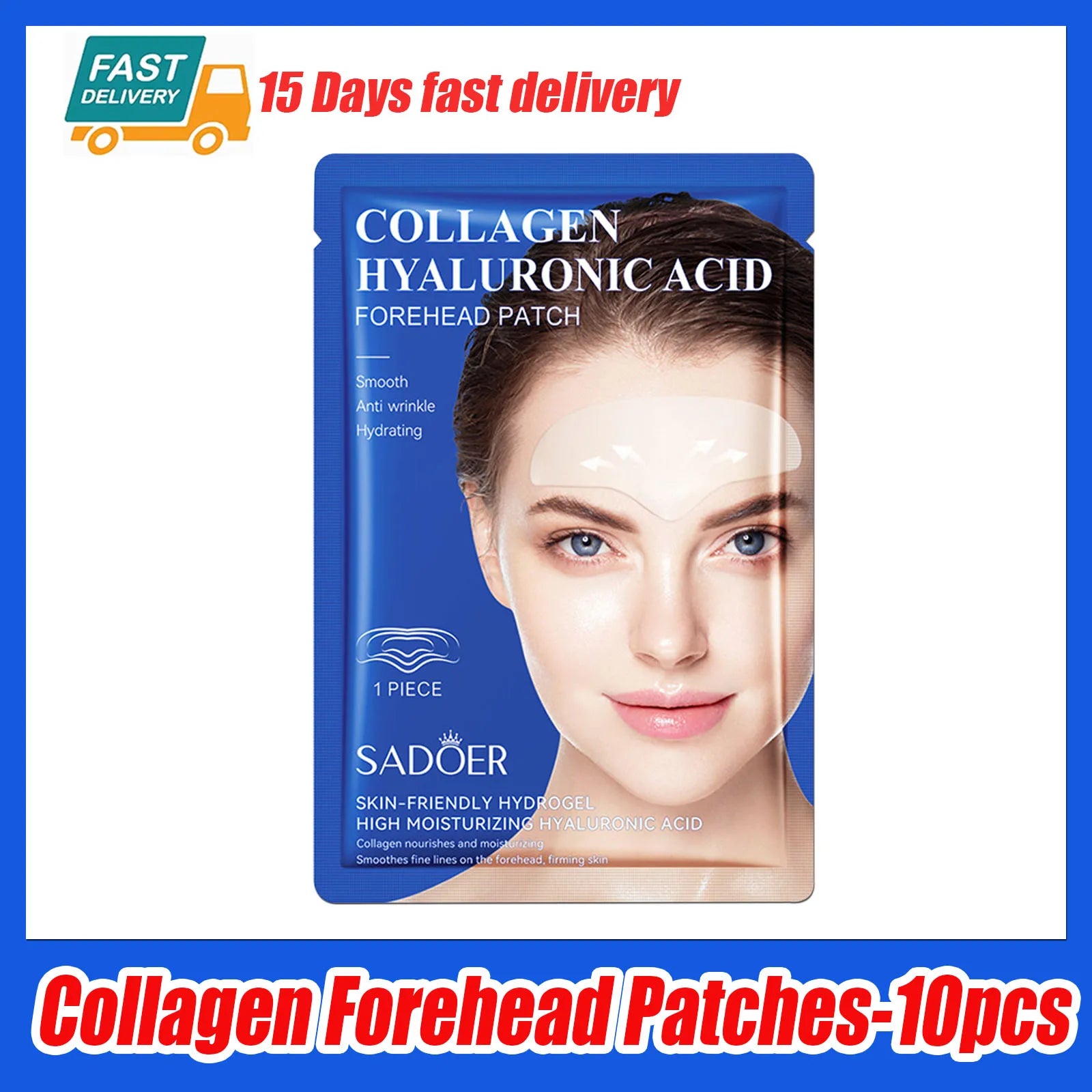 10pcs Hyaluronic Acid Collagen Face Mask for Moisturizing &amp; Firming Skin Forehead-10pcs