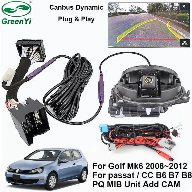 Plug and Play Data Dynamic Trajectory Flip Emblem Reverse Backup Camera For Vw Golf 6 Passat CC B7/B8 MK6 GTI No Canbus Coding by InterCyprus Trading Ltd