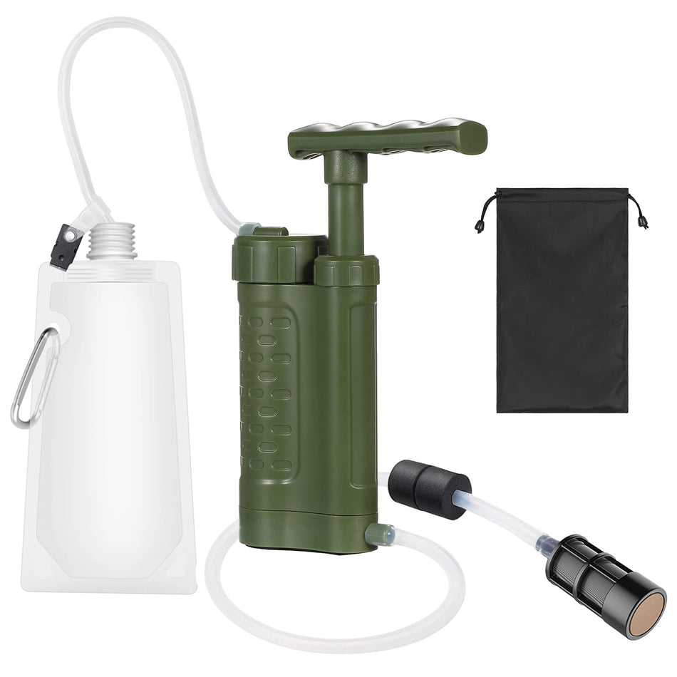 Portable Water Filtration Pump &ndash; 0.01 Micron Filter Army green