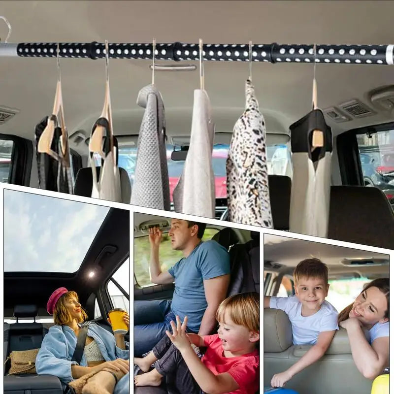 Telescopic Car Trunk Clothes Hanger Rod, Adjustable 910mm to 1640mm, Iron and ABS for Car, Truck, RV