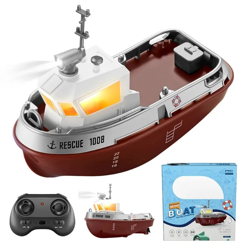 ZEY RC S820 Wireless Remote Control Tugboat with Dual Motors for Kids S820-Brown