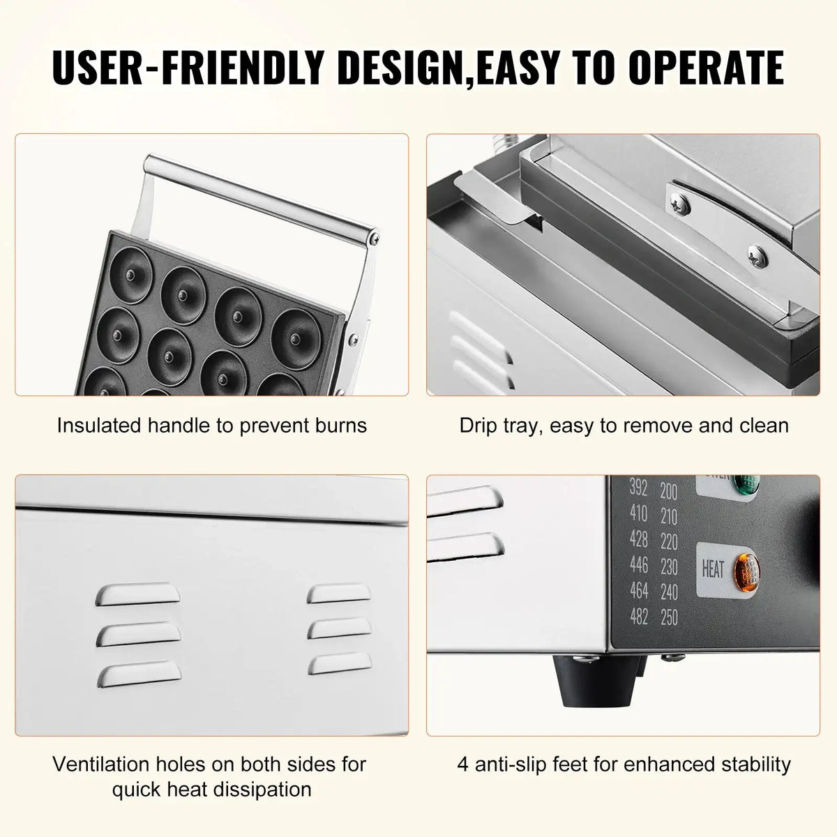 Six Twelve Hole Electric Donut Maker Nonstick Surface