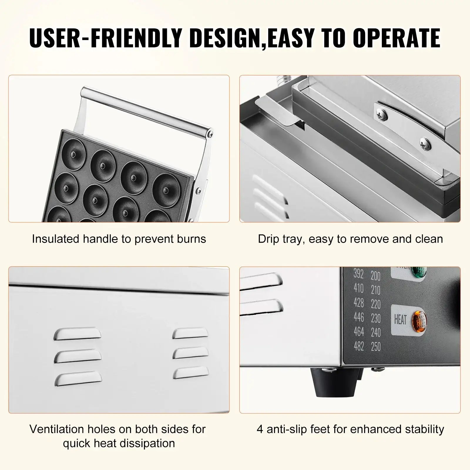 Six Twelve Hole Electric Donut Maker Nonstick Surface