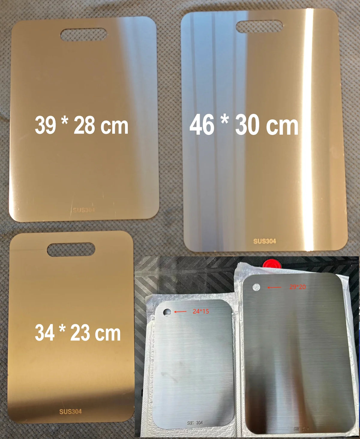 5 Size 304 Stainless Cutting Board - Ultra Antibacterial