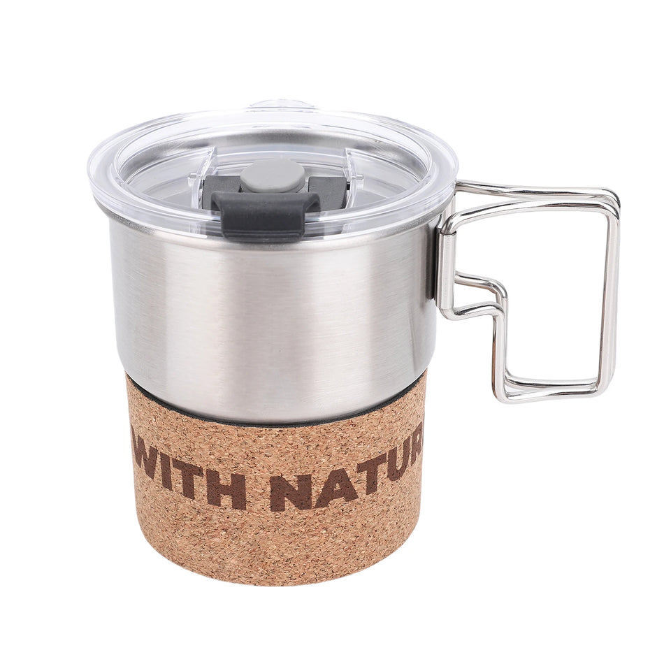 Camping Cup Outdoor 300ml &ndash; Foldable Handle And Cork Cover