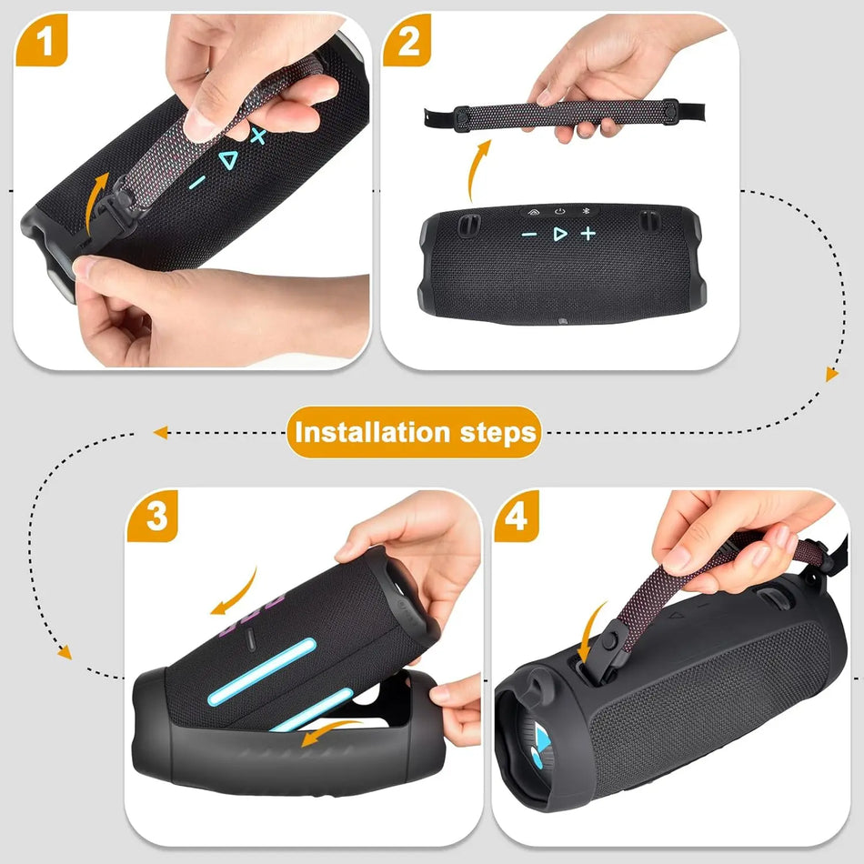 JBL Charge 6 silikonvattentätt fodral med rem tätt passande mjukt skal för bärbar Bluetooth-högtalare