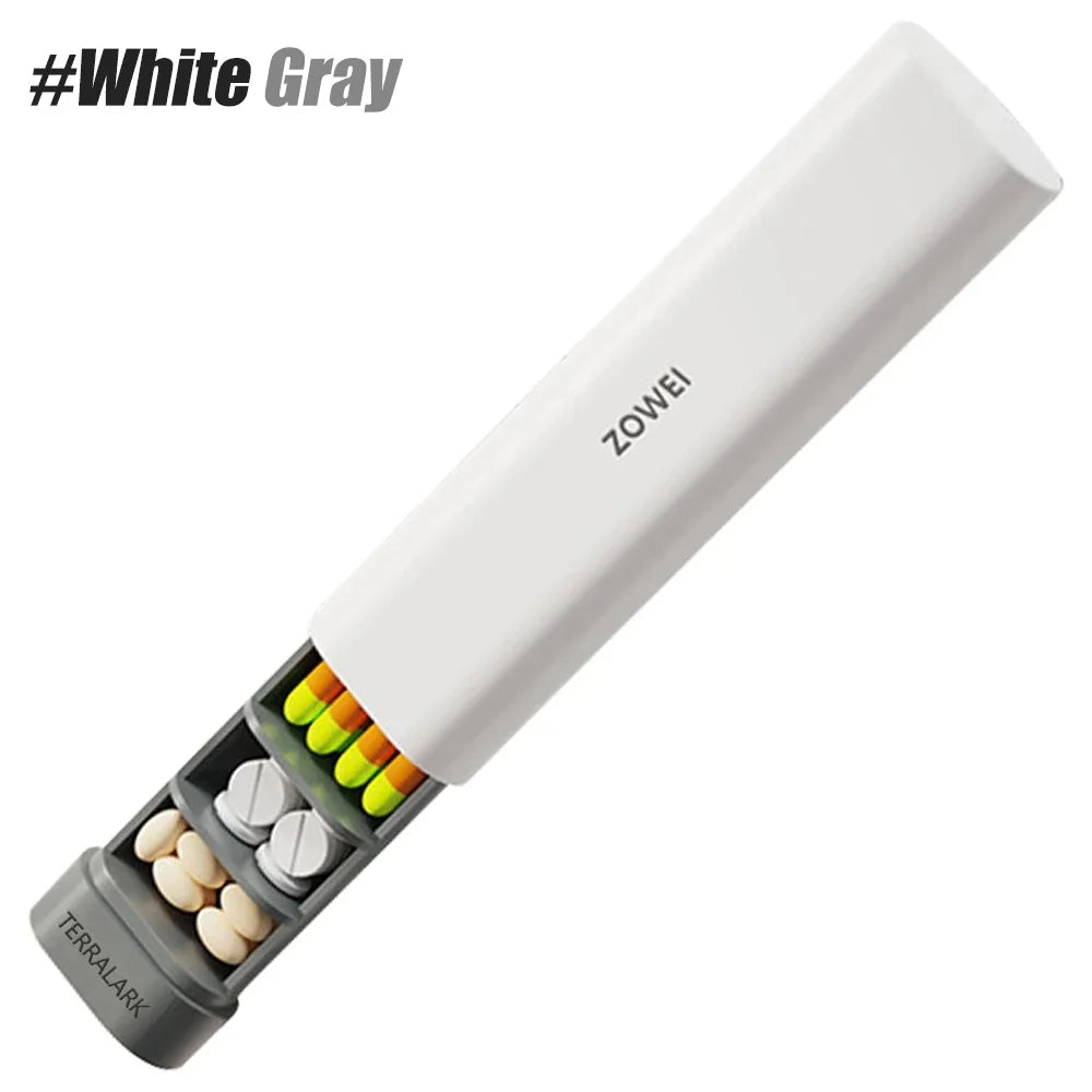 Stylish 7-Day Large Capacity Pill Organizer - Perfect for Travel, Office &amp; Gifts, BPA-Free White Gray