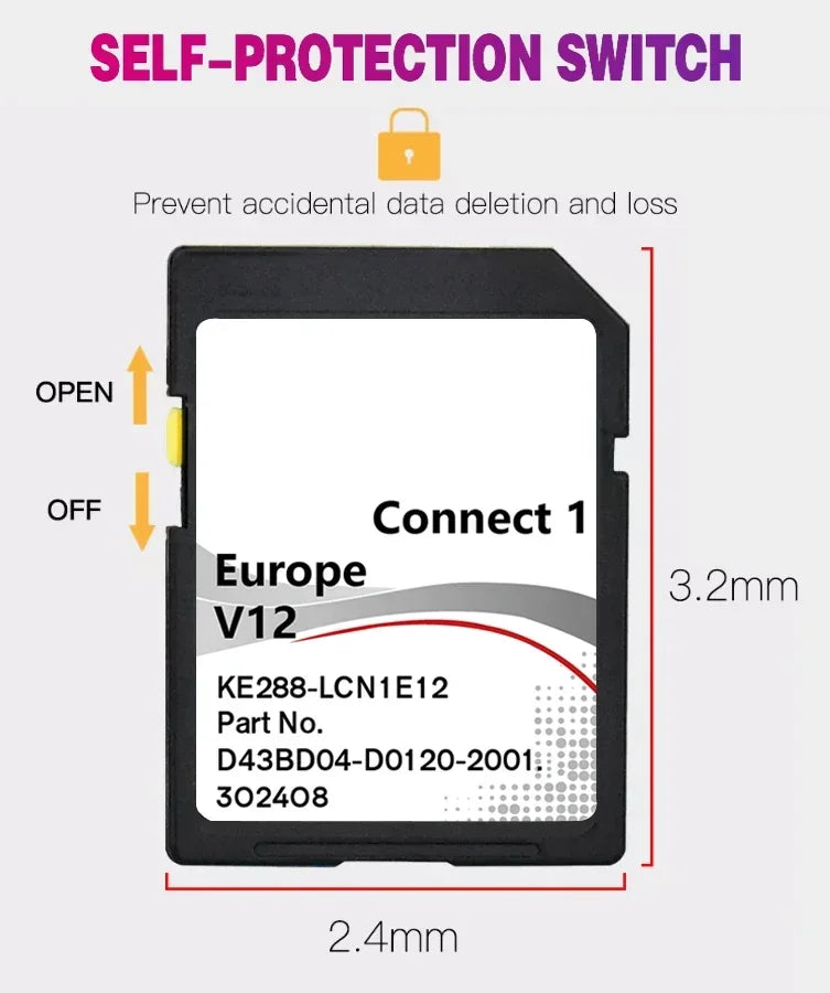 For Nissan Cube 2009 2014 C1V12 Nav Card &ndash; Europe Maps