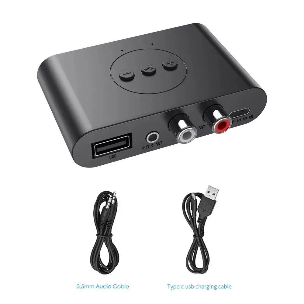 NFC Bluetooth 5.0 Audio Receiver U Disk RCA 3.5mm AUX USB Stereo Music Wireless Adapter Hands-Free Calls for Car Kit Speaker Amp by InterCyprus Trading Ltd