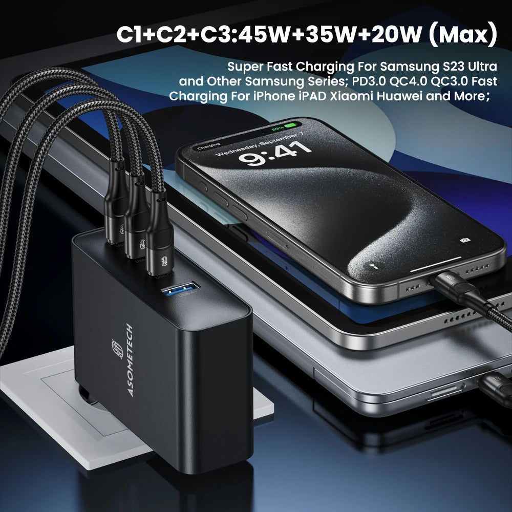 ASOMETECH 100W GaN USB C Charger &ndash; 4 in 1 Fast Charging