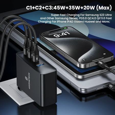 ASOMETECH 100W GaN USB C Charger &ndash; 4 in 1 Fast Charging