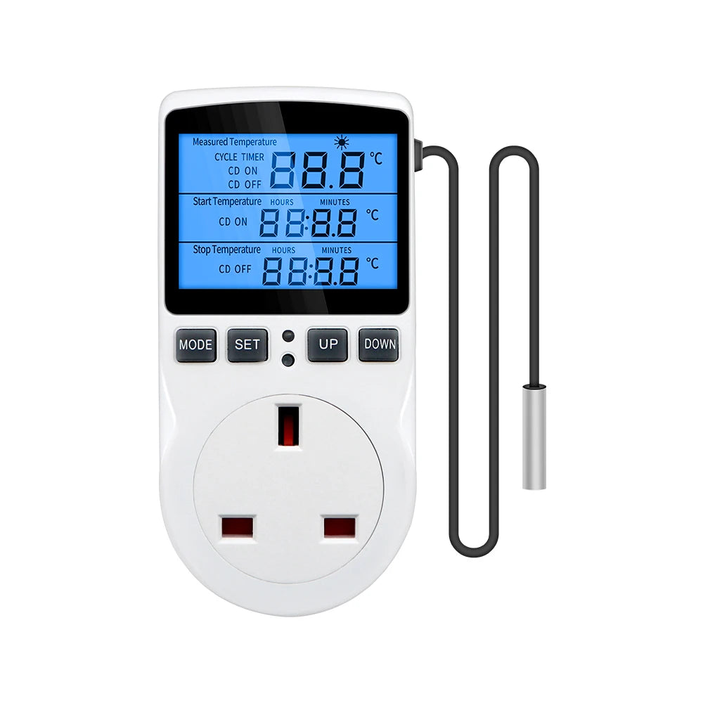 Timer Socket Switch Thermostat &ndash; Digital Temp Controller UK plug / 100mm