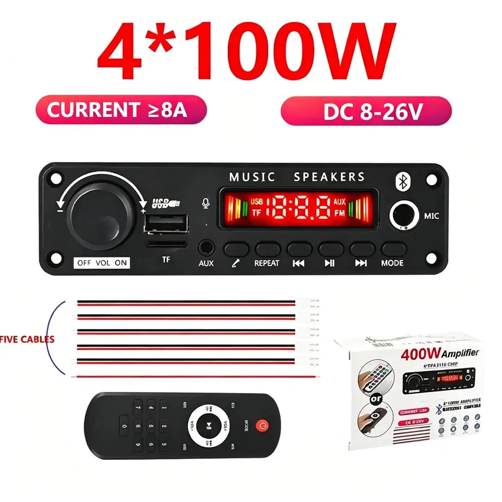 KEBIDUMEI 400W Amplifier Bluetooth MP3 WMA APE Decoder Board DC8-26V Car Audio Microphone USB TF FM Radio DIY Mp3 Music Player by InterCyprus Trading Ltd