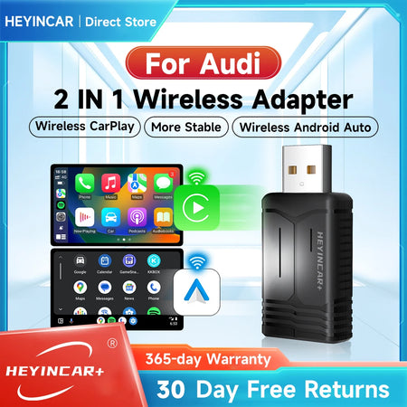 HEYINCAR 2in1 Wireless Android Auto Adapter &ndash; Seamless Carplay Connectivity for Audi Models