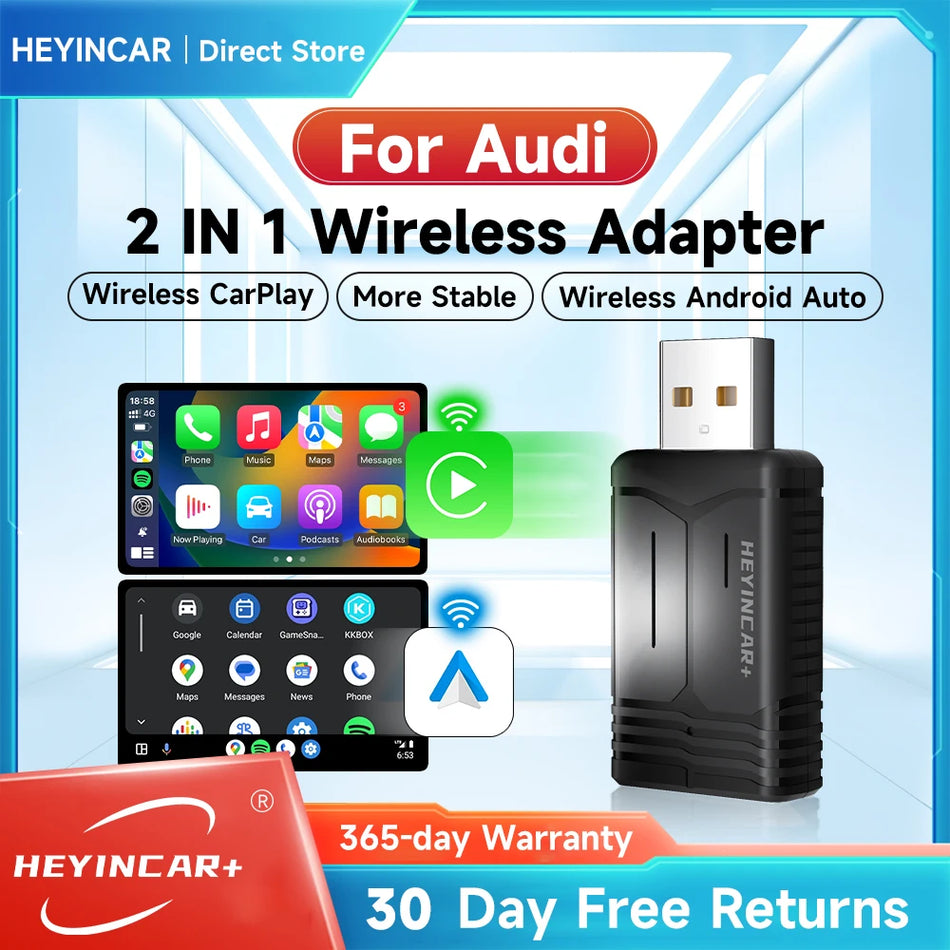 HEYINCAR 2in1 Wireless Android Auto Adapter &ndash; Seamless Carplay Connectivity for Audi Models