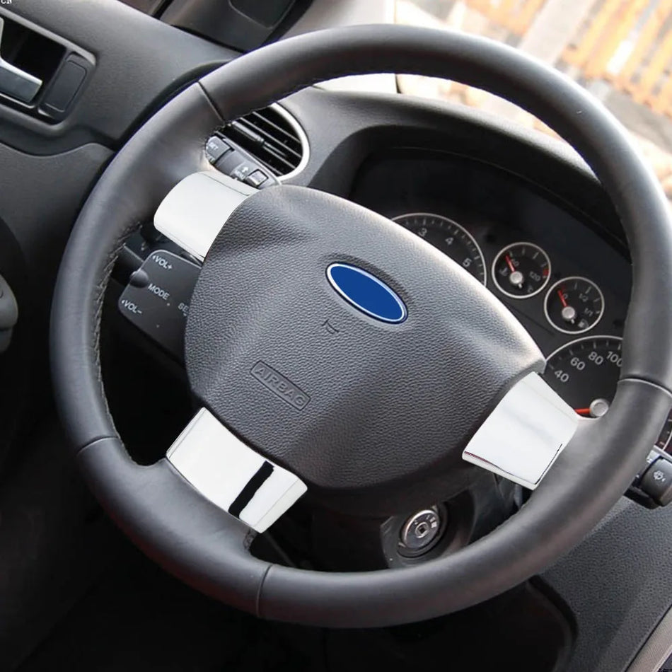 Rivestimento volante Ford Focus 2 MK2, coperture pannello pulsanti cromate in ABS a 3 pezzi