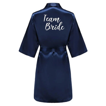 Elegant Navy Blue Satin Silk Robe for Women - Perfect for Weddings &amp; Special Occasions