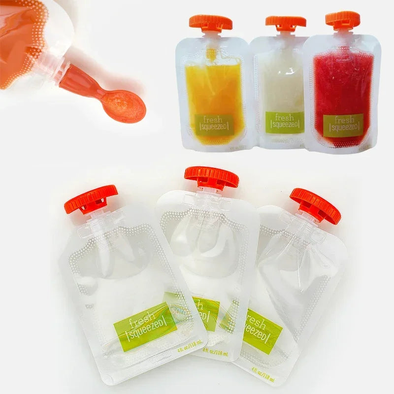 Reusable Baby Fruit Puree Squeeze Pouches - 10 Pack