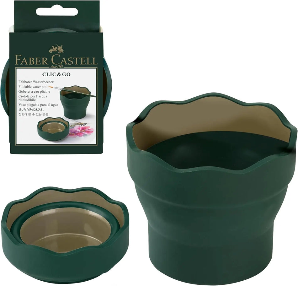 Faber-Castell Clic And Go Water Cup &ndash; Travel Brush Holder Dark Green