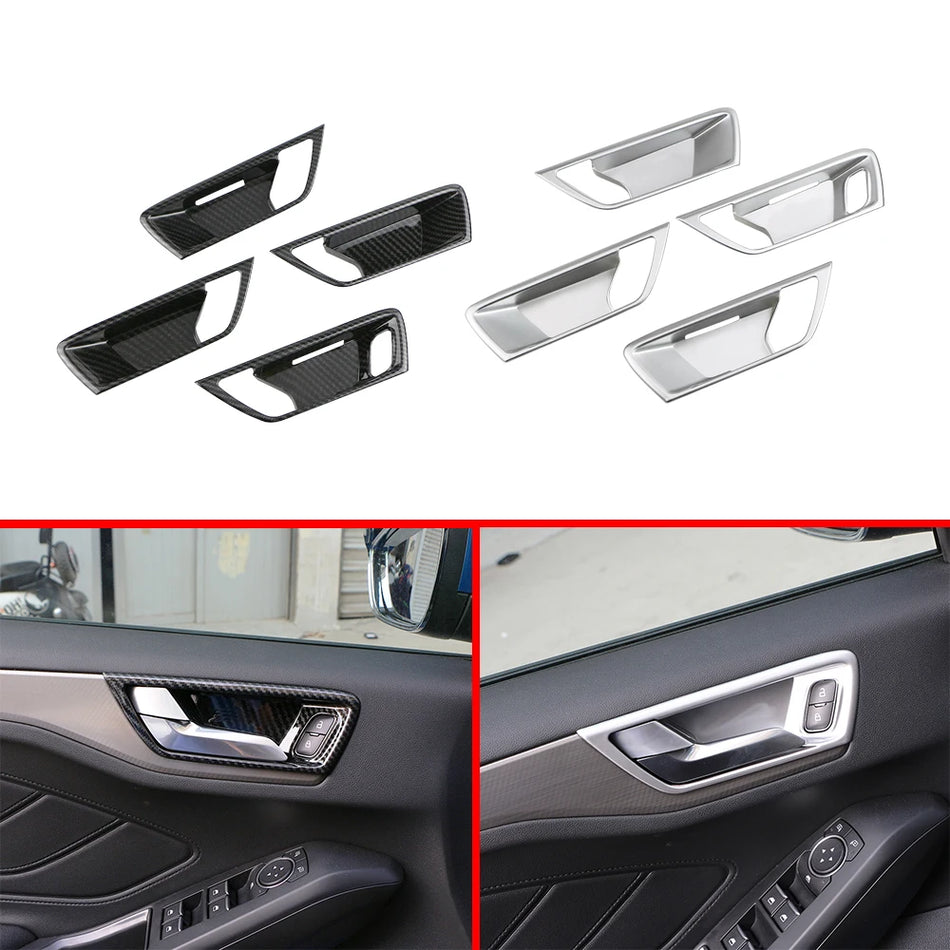 Interior Door Handle Bowl Cover with Chrome Frame Trim for Ford Focus MK4 2018-2020