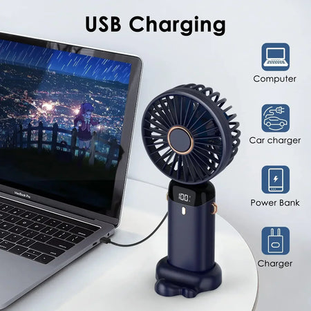 5000mAh Rechargeable Portable Fan with 5 Speeds &amp; LED Display | XMSJ
