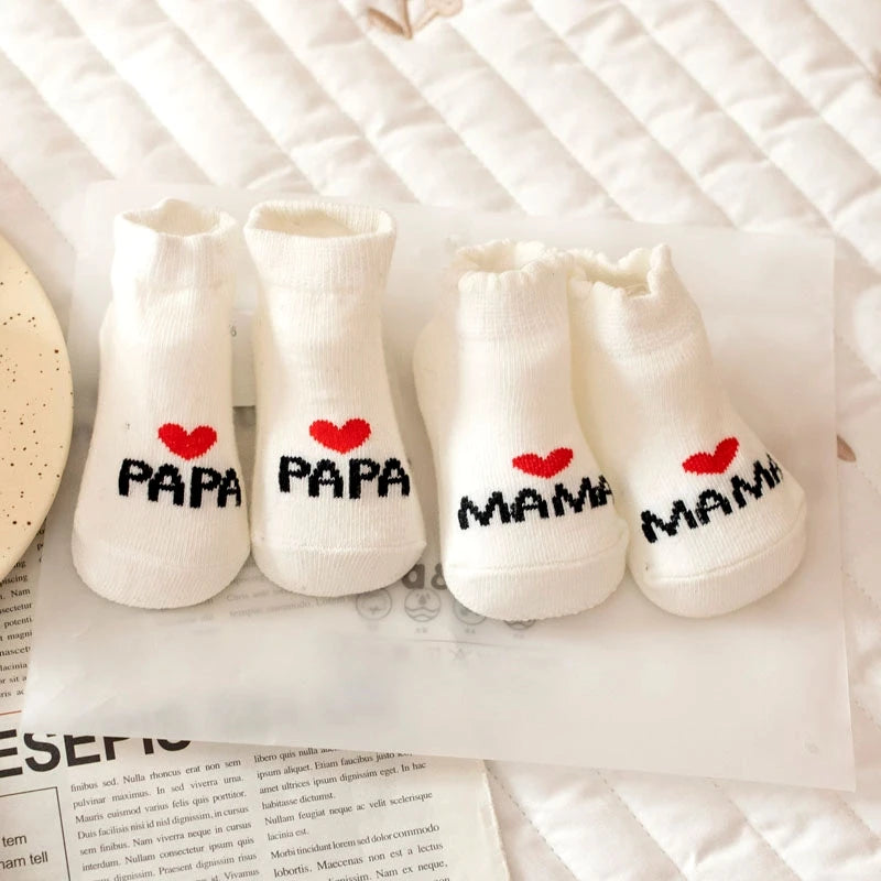 Cute Love MAMA PAPA Cotton Baby Socks