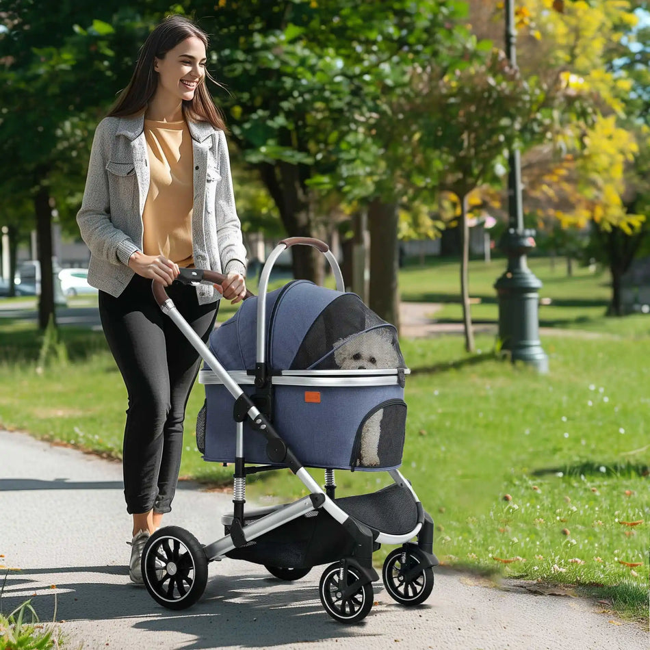 Carrello per animali pieghevole 3 in 1 per gatti e cani fino a 10 kg