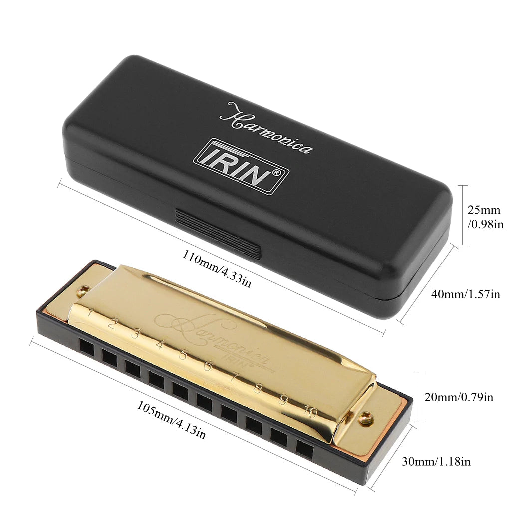Professional Blues Harmonica 10 Hole 20 Tone &ndash; For Beginners Gold-2 / CHINA