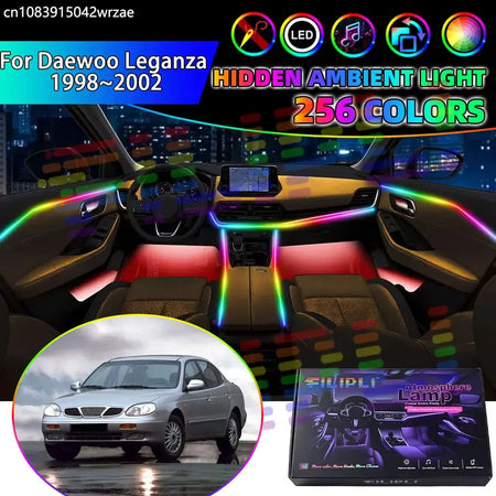 For Daewoo Leganza 1998~2002 V100 1999 2000 RGB Car Interior Ambient Lights Strips Breathing Lighting Kit App Control LED strips by InterCyprus Trading Ltd
