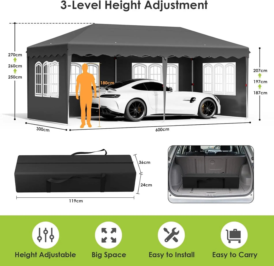 Павильон Папа Газебо 3x6м Водонепроницаемая Складная Палатка UV50