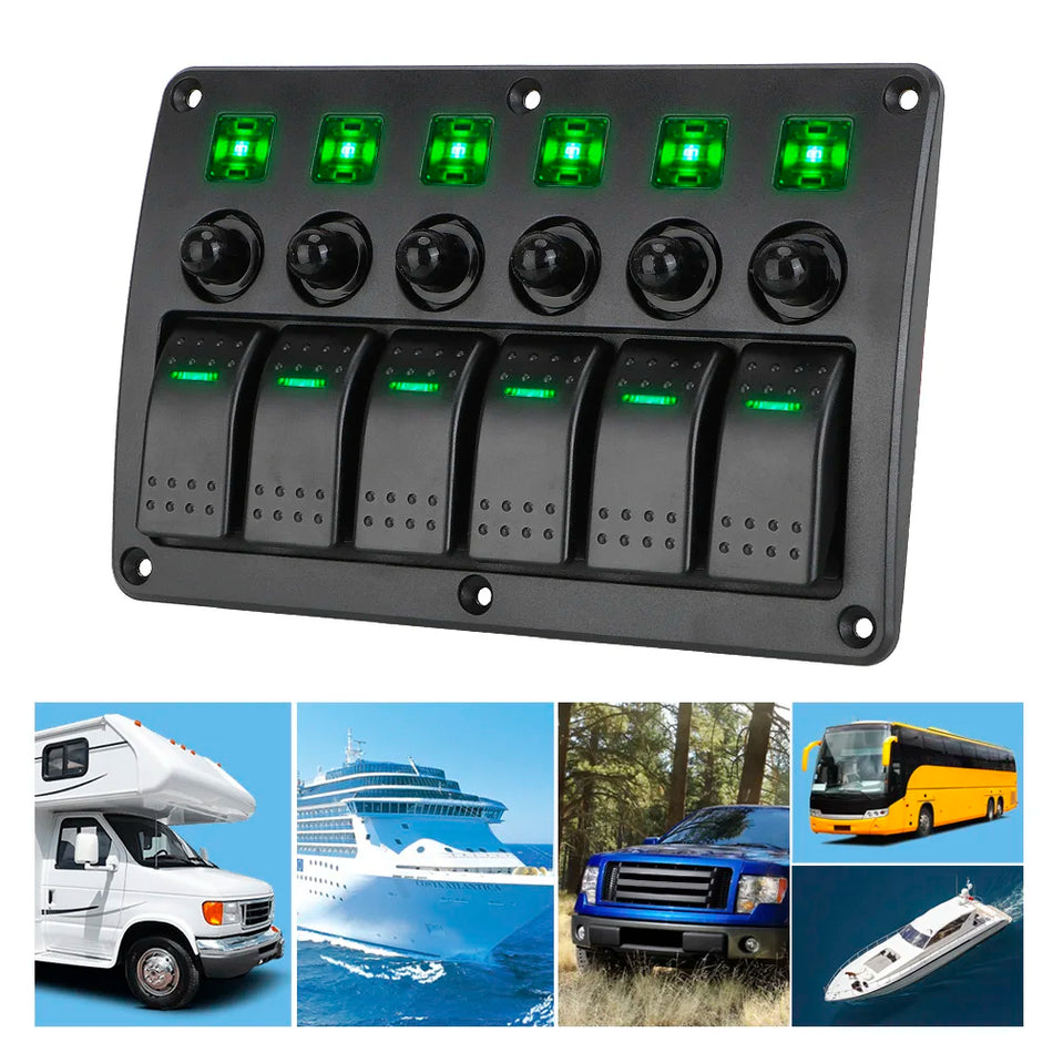 Universalus Automobilio, Valties, Sunkvežimio 24V 12V 6 Jungiklio Pultas su LED Indikatoriais