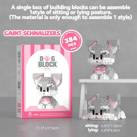 Cute Dog Building Blocks Set &ndash; Ideal Table Decor Gift GAINT SCHNAUZERS