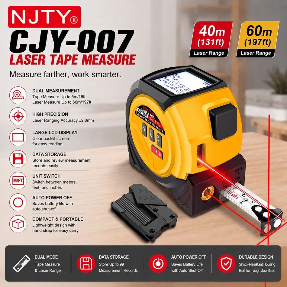 Laser Distance Meter 60M With Cross Line And Area Volume Tool