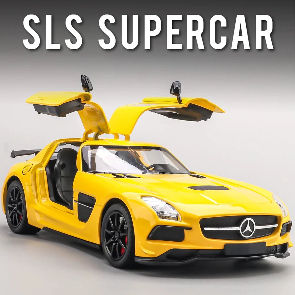 Model de mașină din aliaj diecast 1:24 cu sunet, lumini și uși deschise