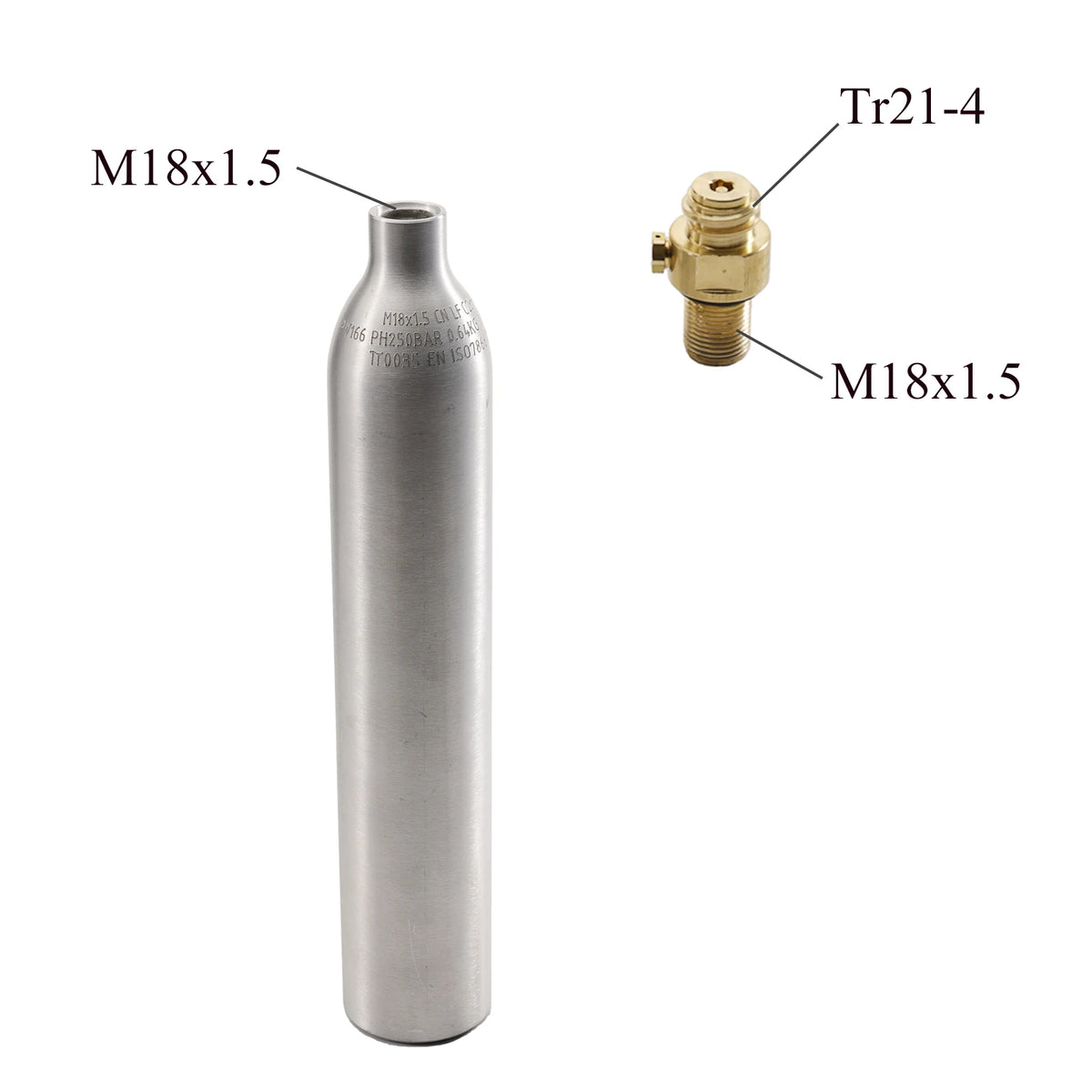 0.6L CO2 Cylinder Aluminum TR21-4 Valve &ndash; High Pressure