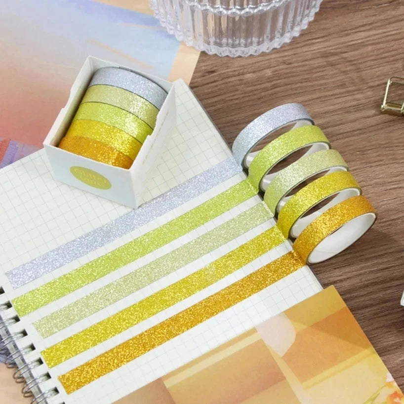 5Rolls Glitter Washi Tape Set &ndash; Great for Scrapbooking