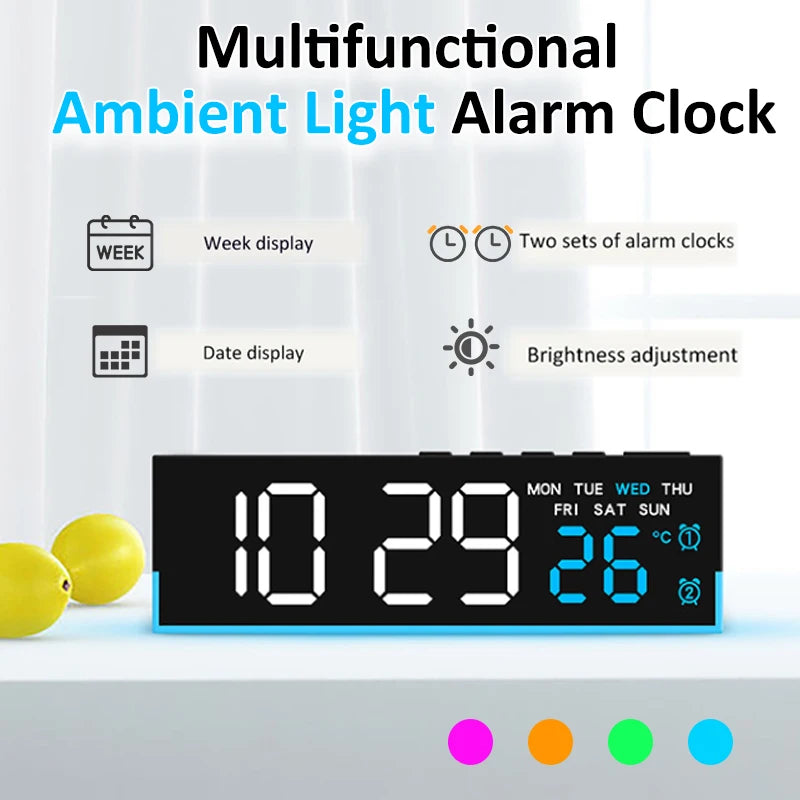 Digital LED Alarm Clock &ndash; Dual Alarm with Mood Lighting