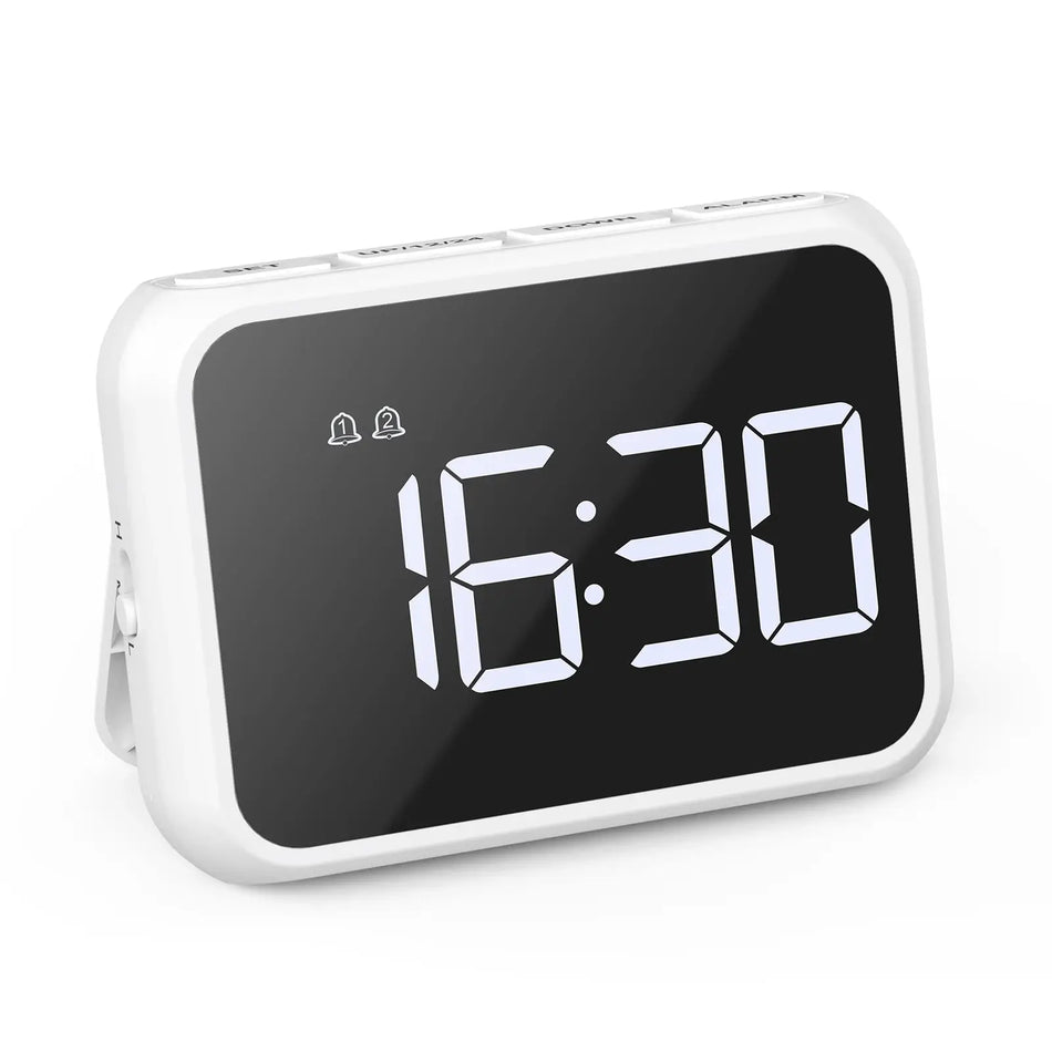 LED Mirror Alarm Clock With USB Charging Portable Desk Clock For Home Office by InterCyprus Trading Ltd