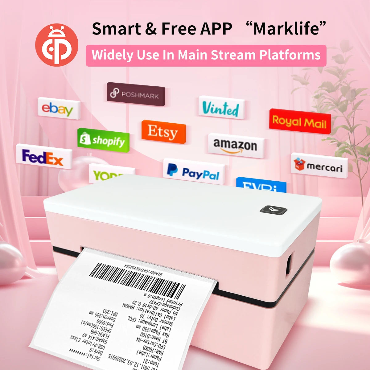 Marklife D200 Bluetooth Thermal Label Printer &ndash; Compact 4x6